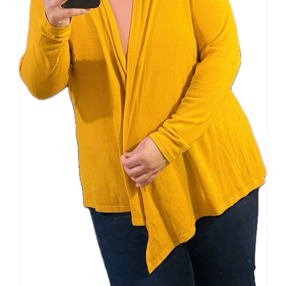 Vibrant Yellow Open Front Cardigan - Picture 2 of 6